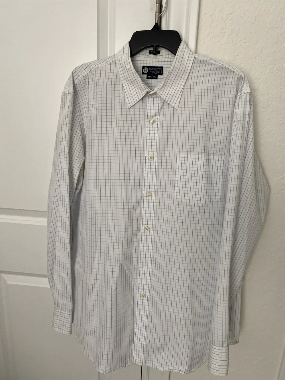 J. Crew White Dress Shirt with Light Gray Windowpane
